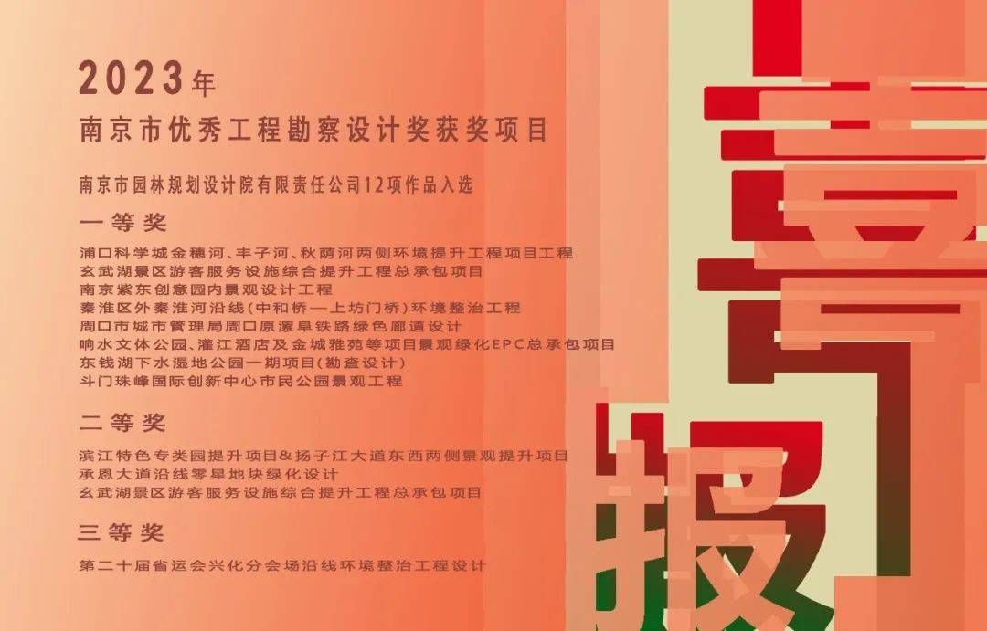 火狐电竞南京市园林规划设计院荣获2023年南京市优秀工程勘察设计奖(图1)